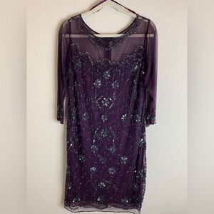 Pisarro Nights: Party Beaded burgundy Dress